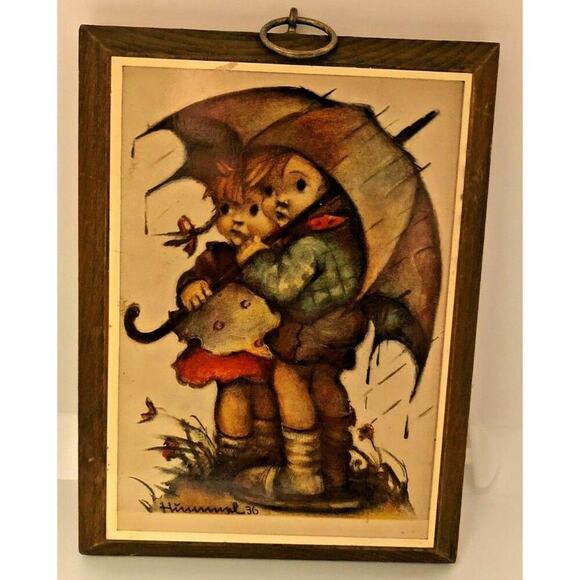 Vintage Hummel Prints Wood Lacquered Wall Plaque 6.75" X 5.25" - Picture 1 of 5